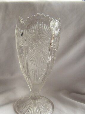 EAPG Paneled Thistle Posy Vase, Thistle and Starburst Design          S529